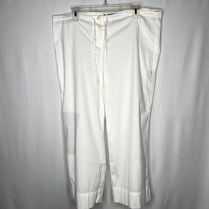 Theory Sz Large White Cotton Blend Stretch Flat Front Straight Leg Dress Pants